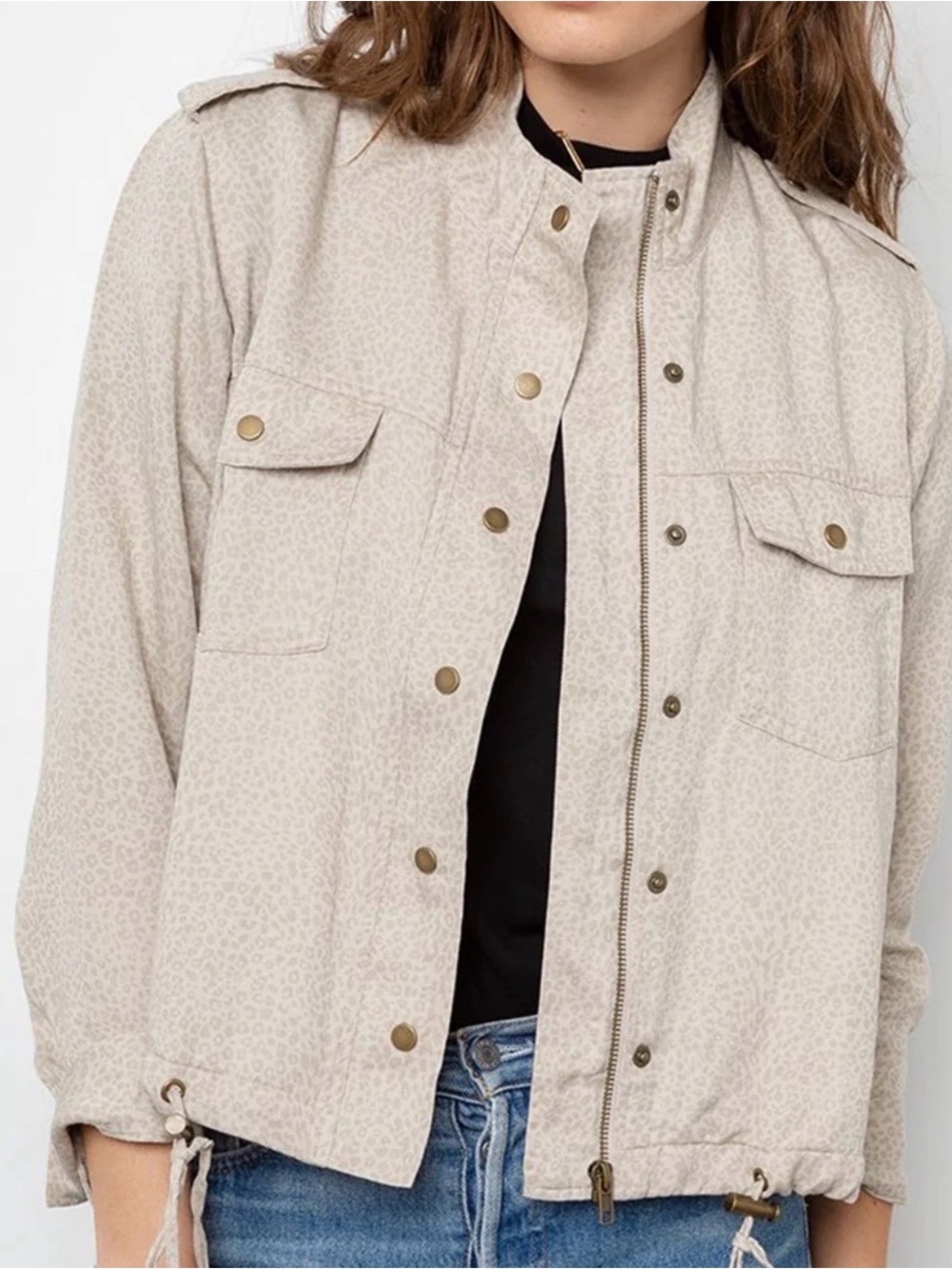 Rails Light Beige Leopard-Cheetah Print Utility Jacket Size Small- NWOT